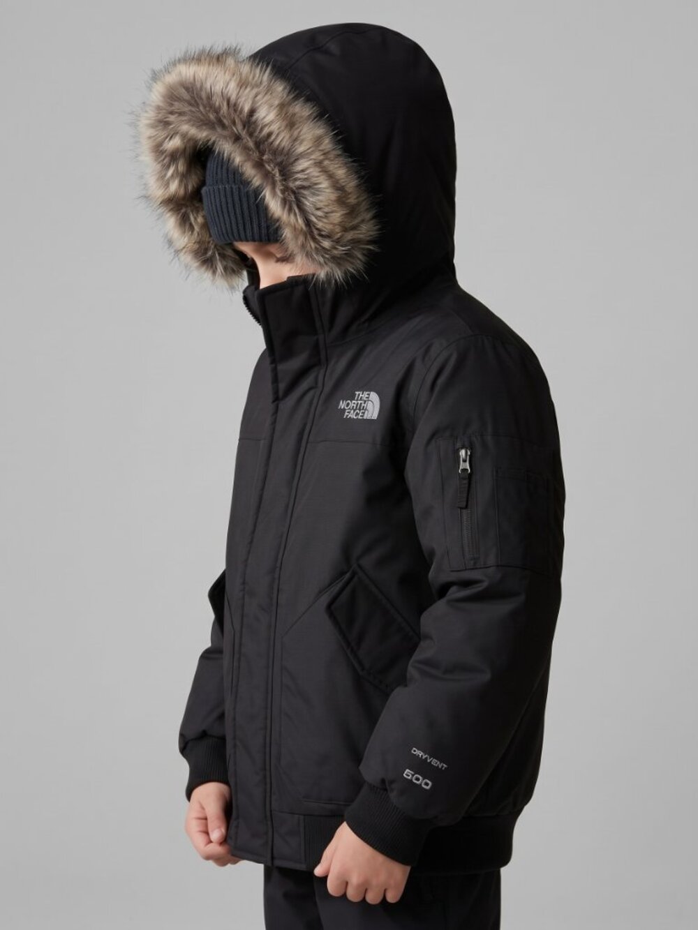 The North Face Kids Black Parka with Faux-Fur Trim